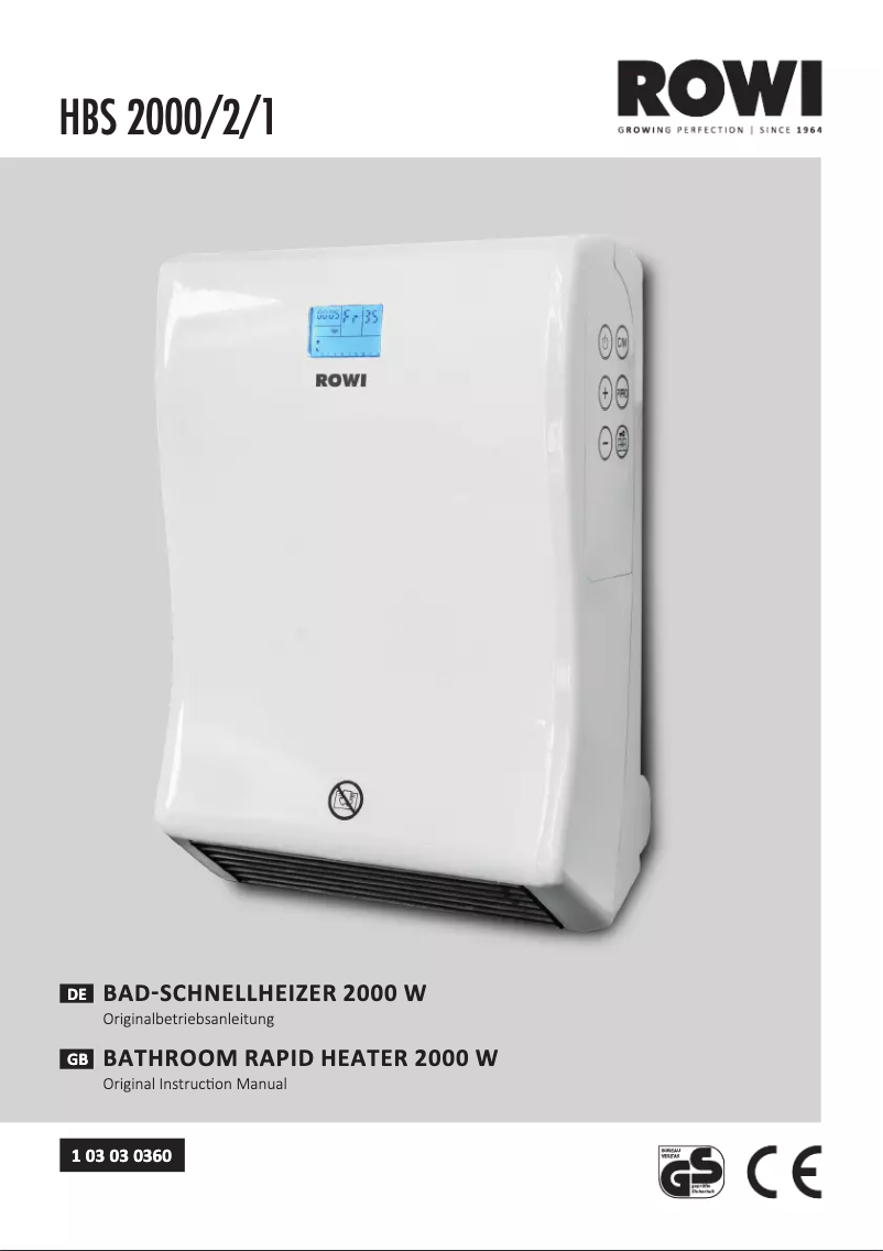 Page n°1 - Manuel utilisateur Rowi HBS 2000/2/1