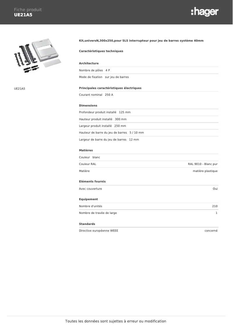 Page n°1 - Manuel utilisateur Hager UE21A5