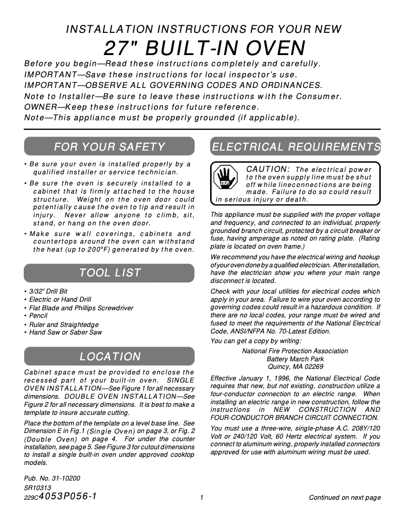 Page 1 de la notice Guide d'installation GE JKP15WDWW