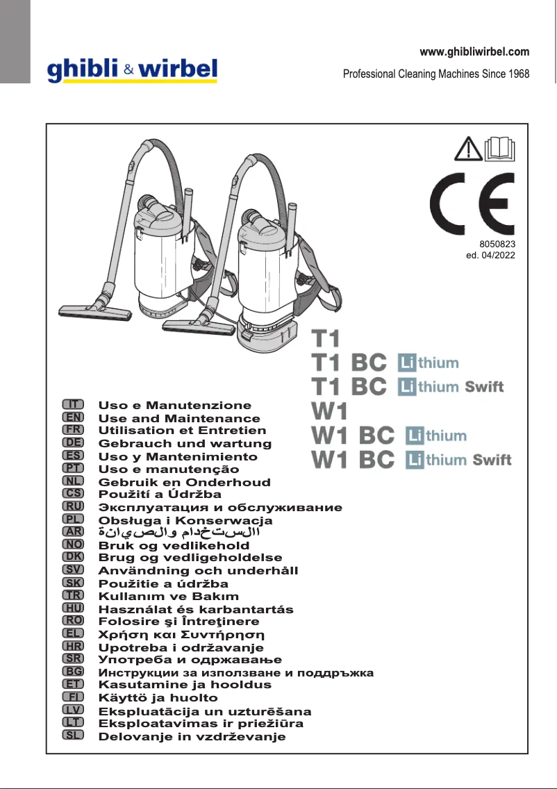 Page 1 de la notice Manuel d'utilisation et d'entretien Ghibli & Wirbel T1 BC Lithium Swift