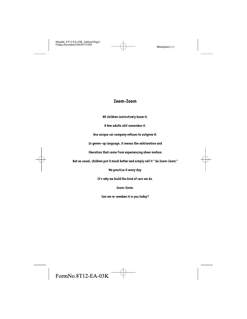 Page 1 de la notice Manuel utilisateur Mazda 6 Hatchback (2004)
