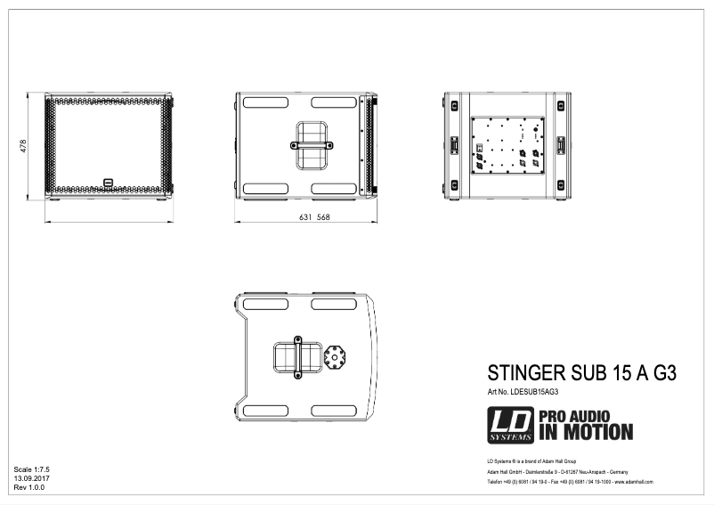 Page 1 de la notice Fiche technique LD Systems Stinger Sub 15A G3