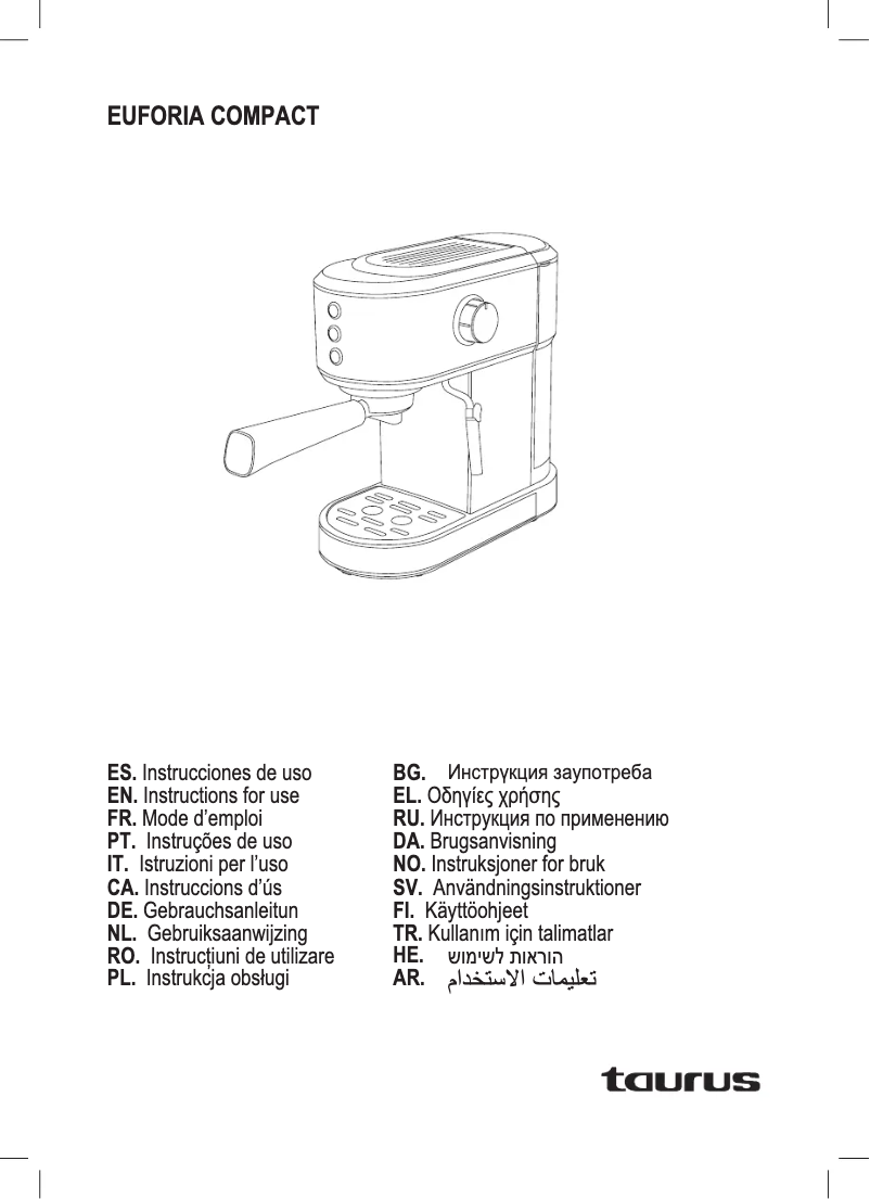 Image de la première page du manuel de l'appareil Euforia Compact