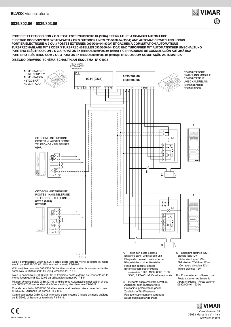 Image de la première page du manuel de l'appareil ELVOX 0839/303.06