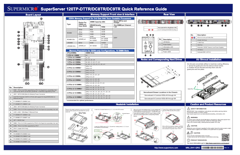 Image de la première page du manuel de l'appareil SuperServer SYS-120TP-DC9TR