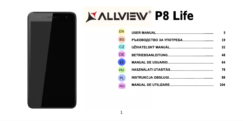 Página 1 del manual Manual de usuario Allview P8 Life