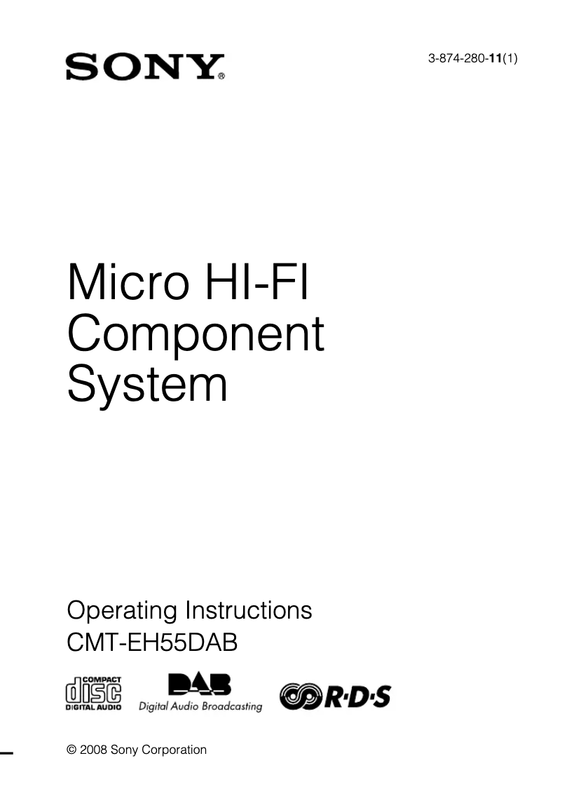 Page n°1 - Manuel utilisateur Sony CMT-EH55DAB