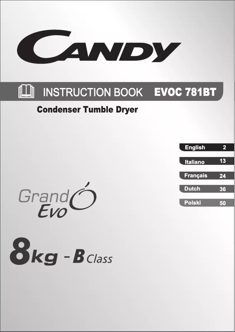 Page 1 de la notice Manuel utilisateur Candy EVOC 781 BT-S