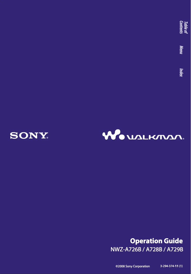Image de la première page du manuel de l'appareil Walkman NWZ-A728B