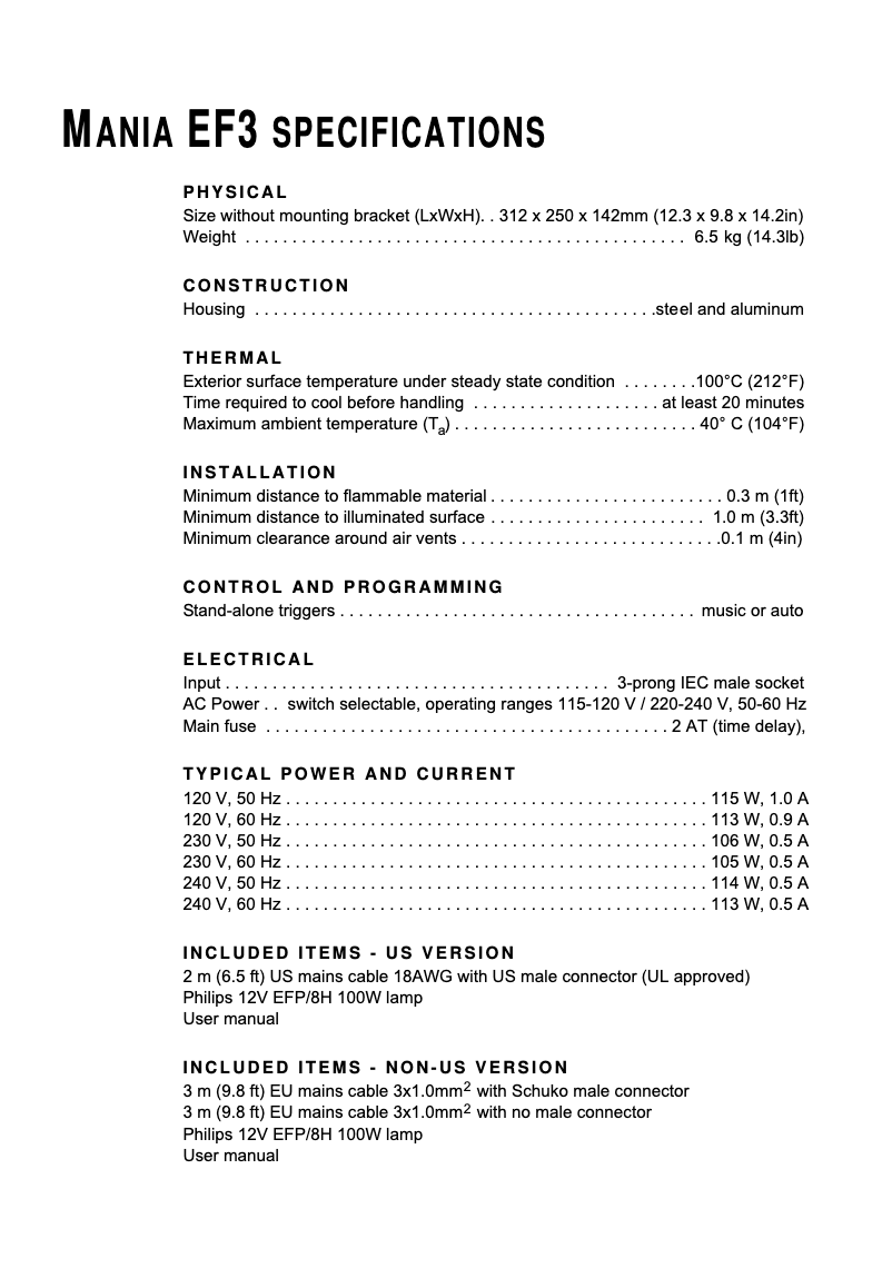 Image de la première page du manuel de l'appareil Mania EF3