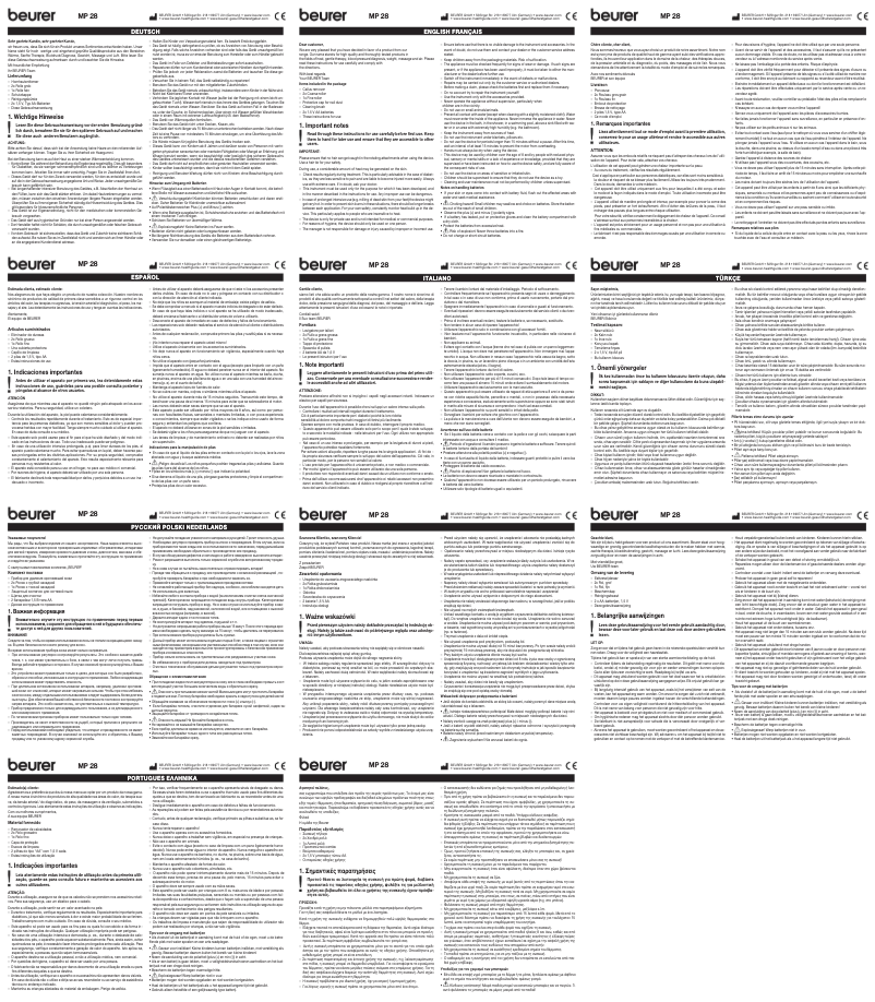 Page n°1 - Manuel utilisateur Beurer MP 28