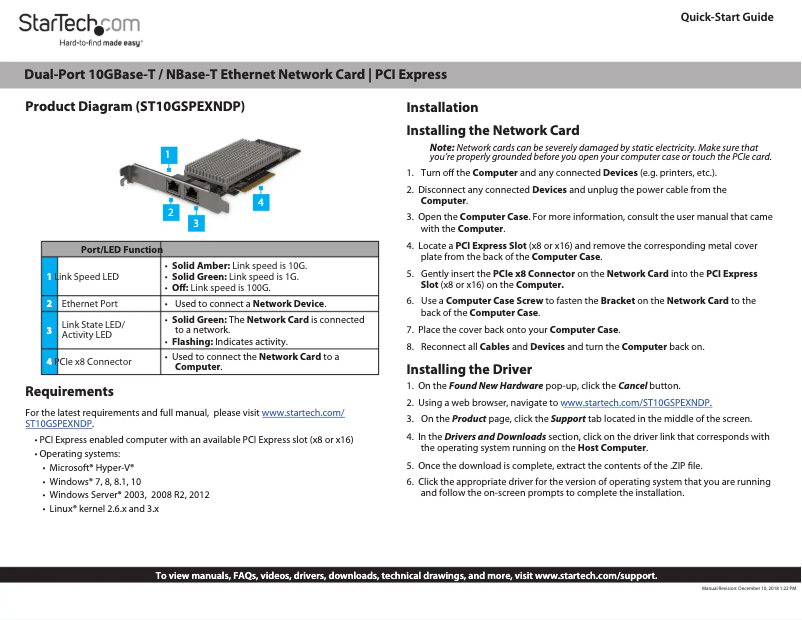 Page 1 de la notice Manuel utilisateur StarTech.com ST10GSPEXNDP