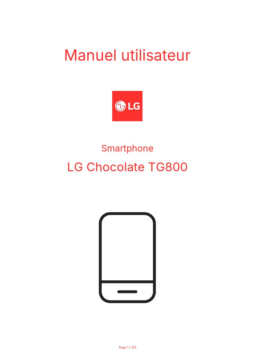 Image de la première page du manuel de l'appareil Chocolate TG800