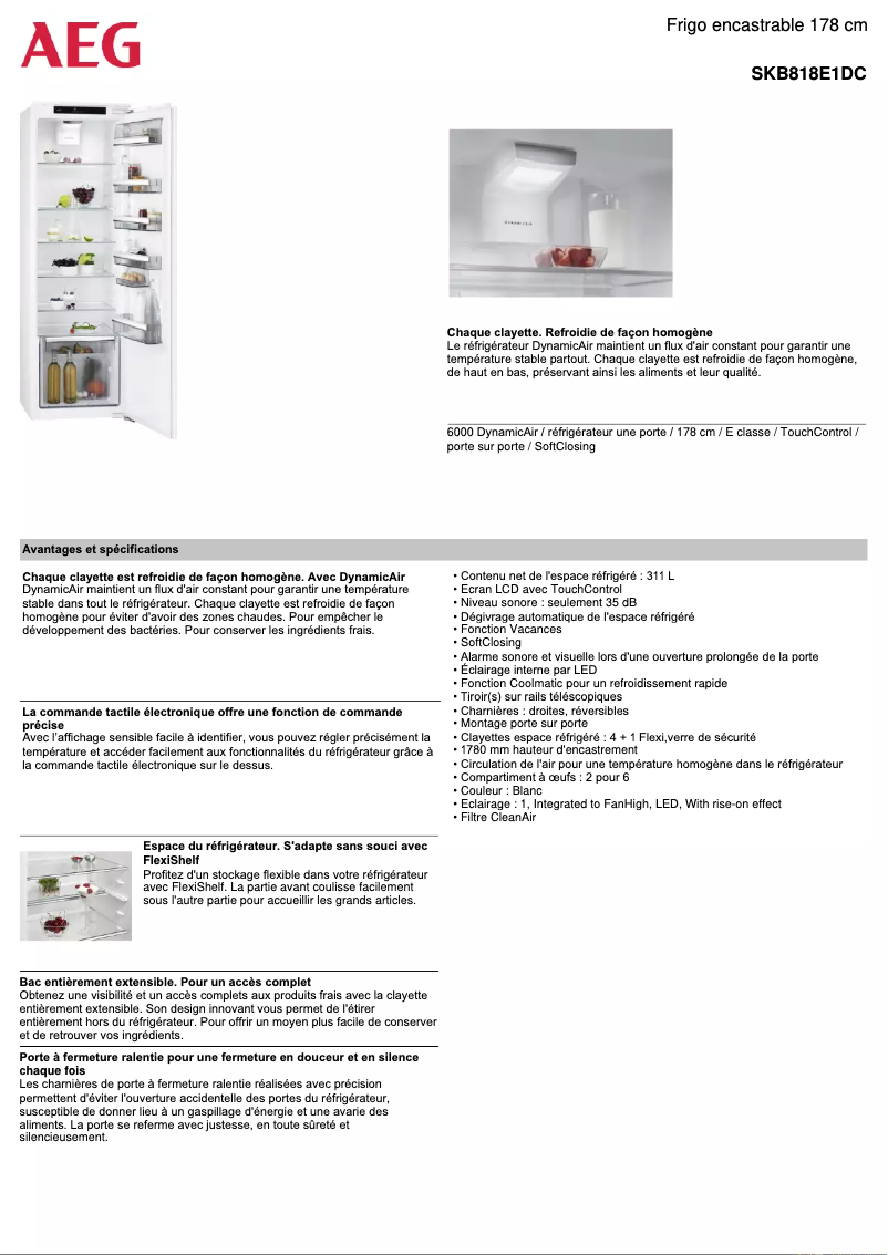 Page n°1 - Fiche technique AEG SKB818E1DC