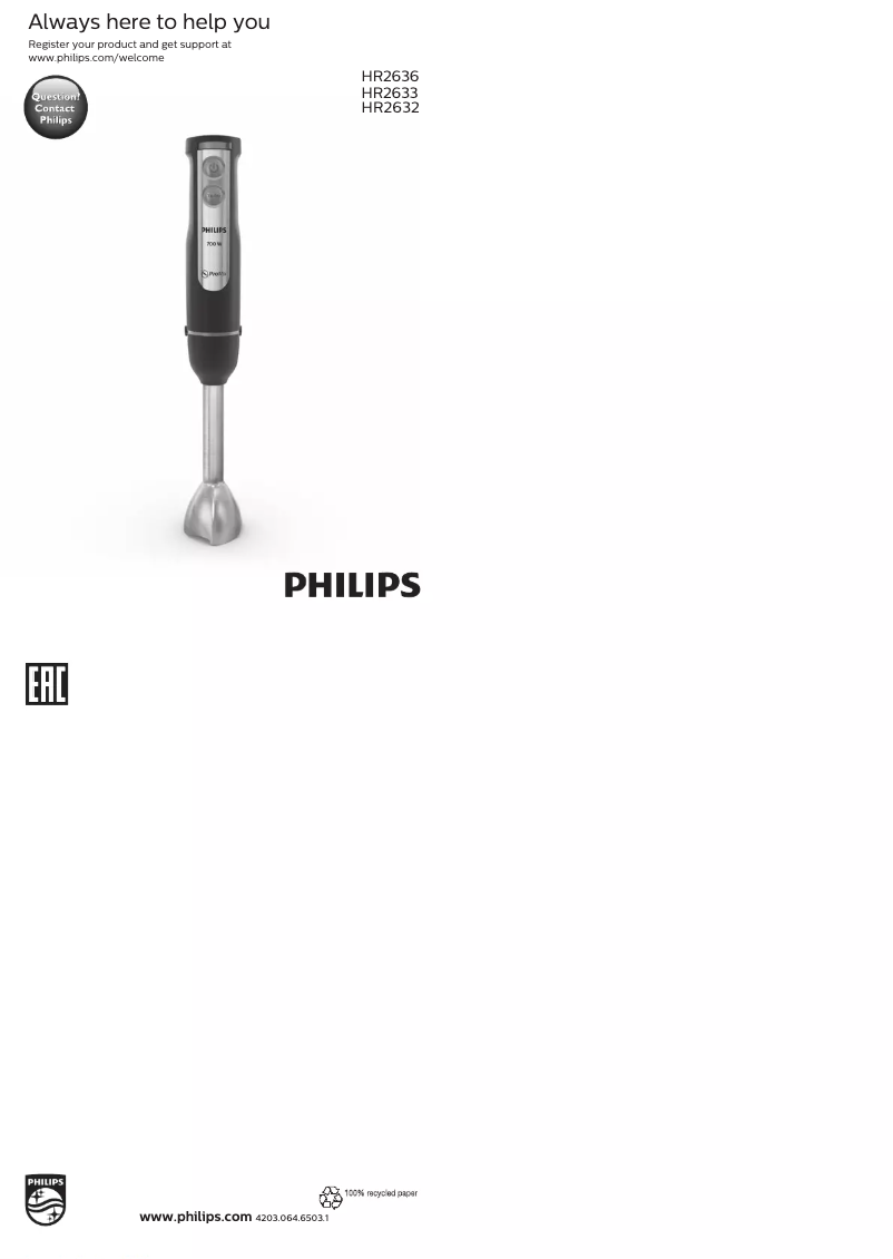 Página 1 del manual Manual de usuario Philips Viva Collection HR2633