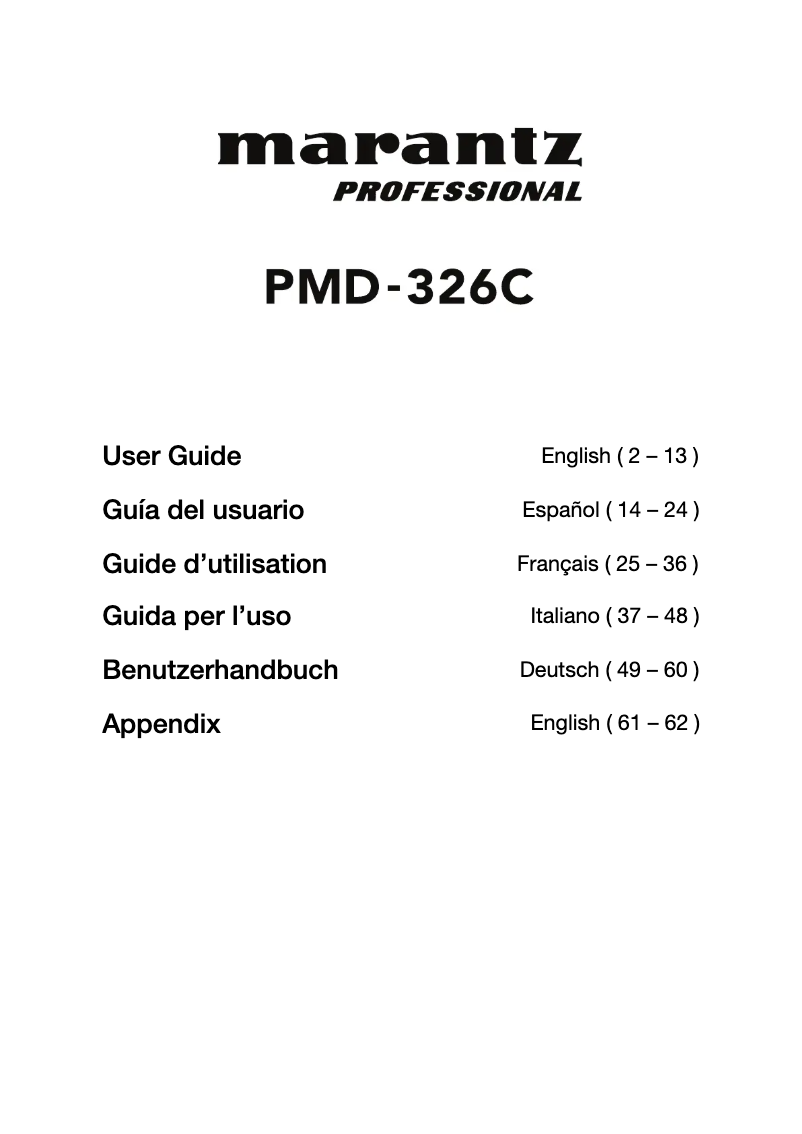 Image de la première page du manuel de l'appareil PMD-326C