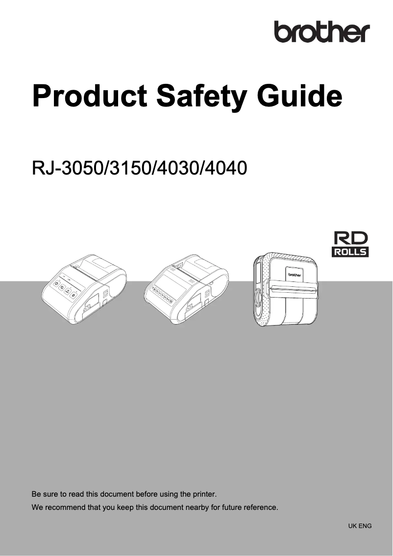 Image de la première page du manuel de l'appareil RJ-3050