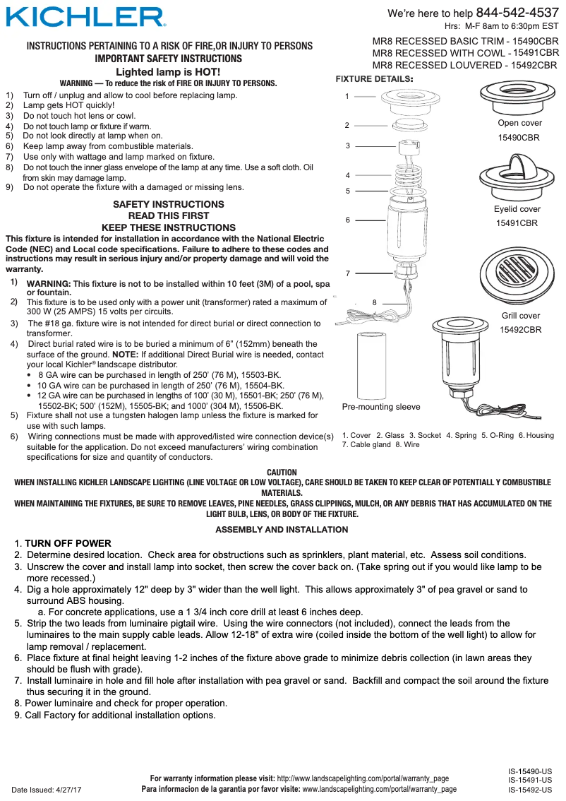 Page 1 de la notice Manuel utilisateur Kichler 15490CBR