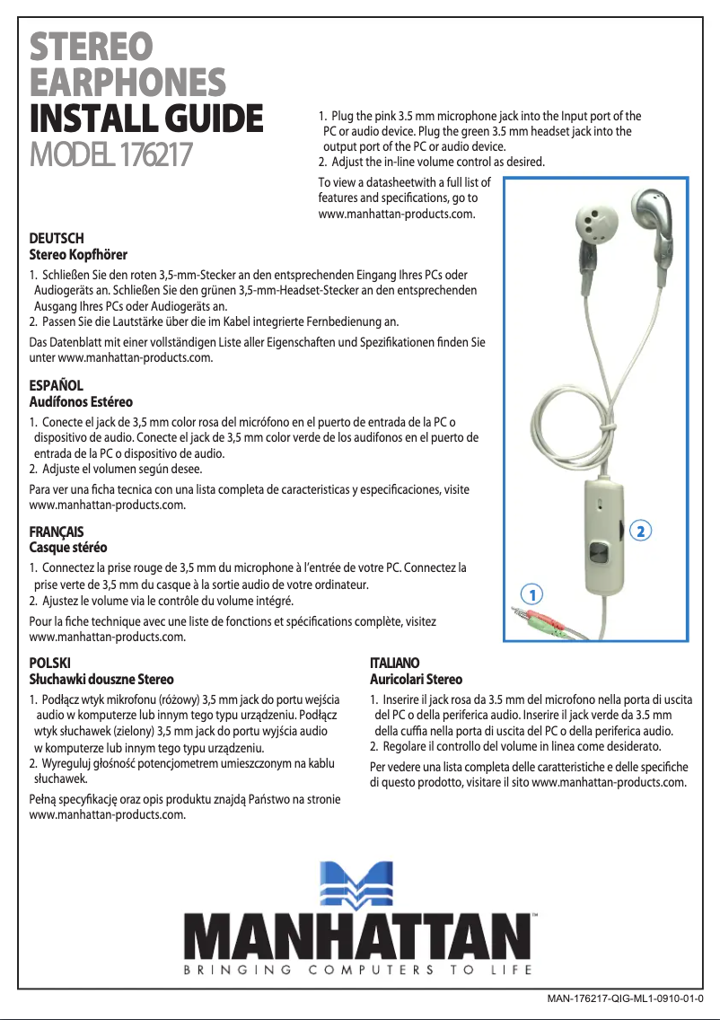 Page 1 de la notice Manuel utilisateur Manhattan 176217