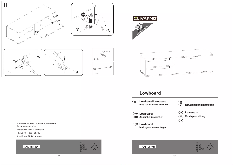 Page 1 de la notice Manuel utilisateur Livarno Lux IAN 93986