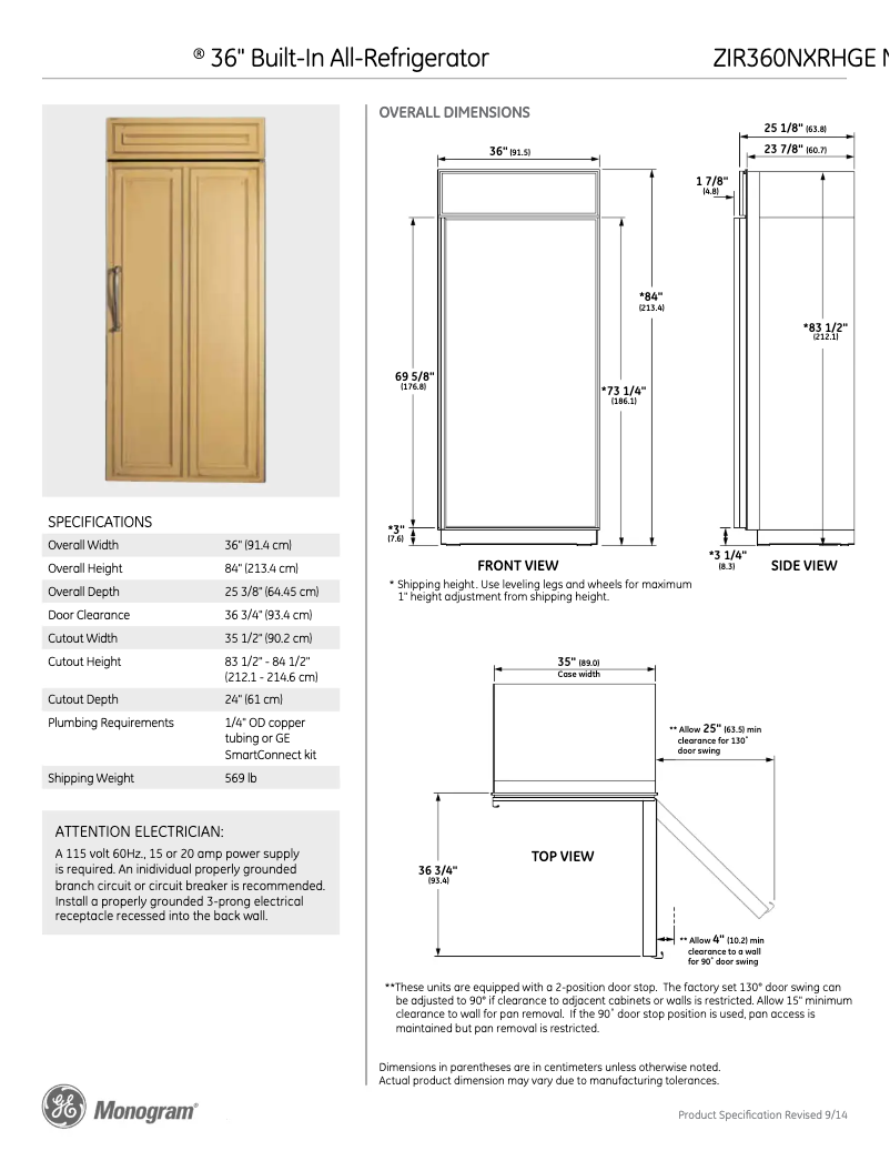 Image de la première page du manuel de l'appareil ZIR360NXRH
