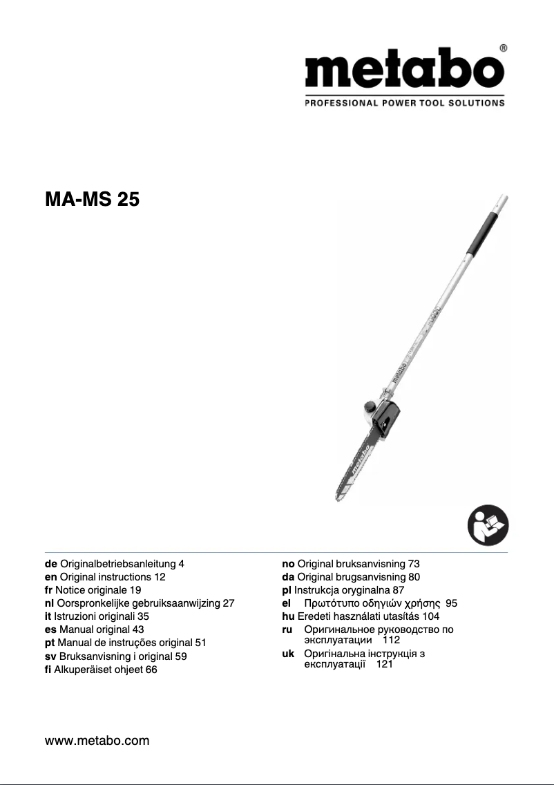 Page 1 de la notice Manuel utilisateur Metabo MA-MS 25