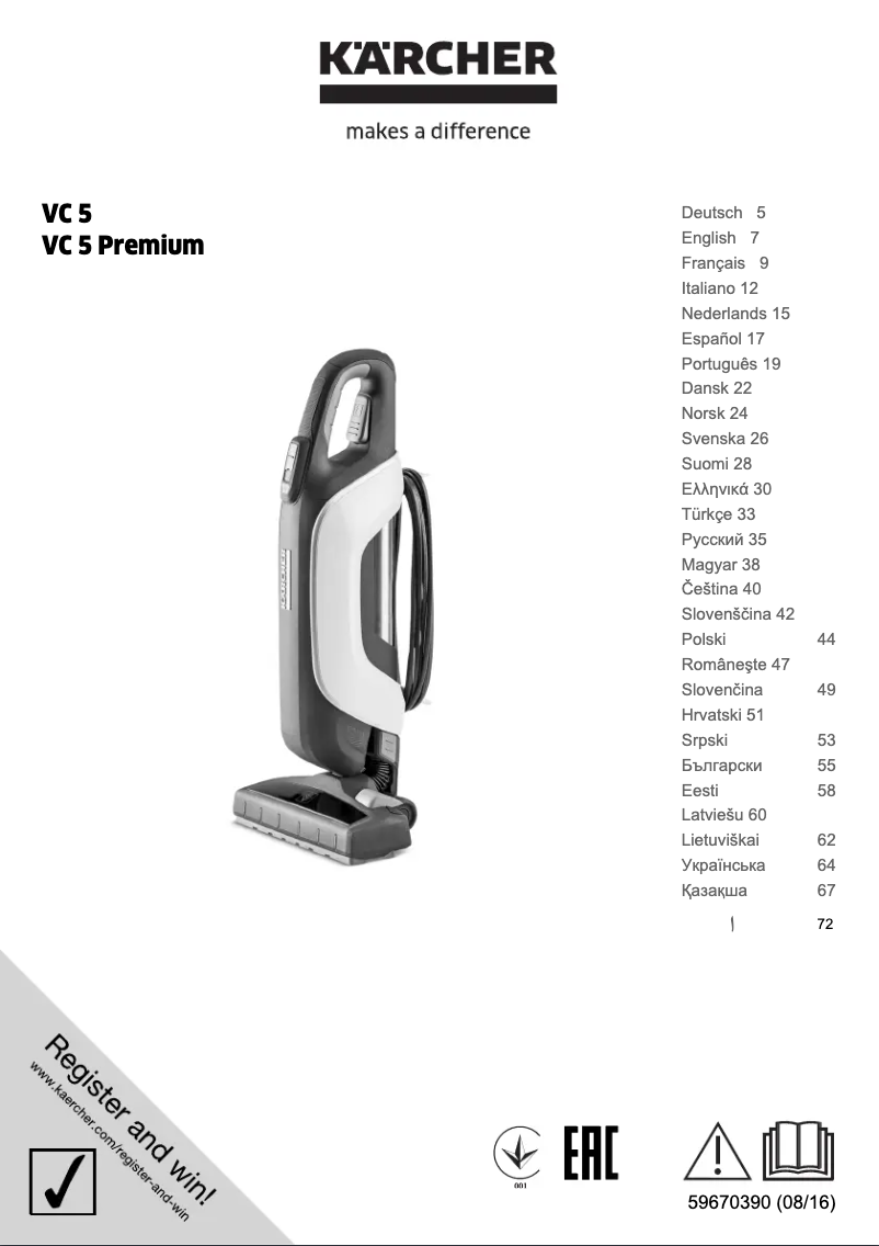 Página 1 del manual Manual de usuario Kärcher VC 5 Cordless Premium