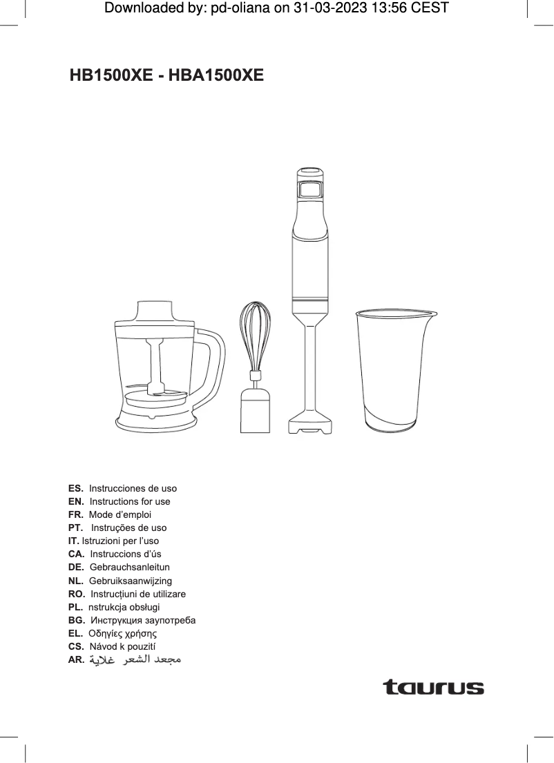Page 1 de la notice Manuel utilisateur Taurus HB1500X