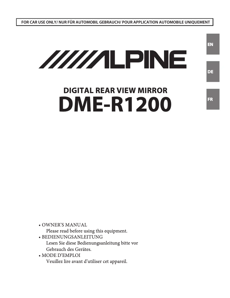 Page n°1 - Manuel utilisateur Alpine DME-R1200