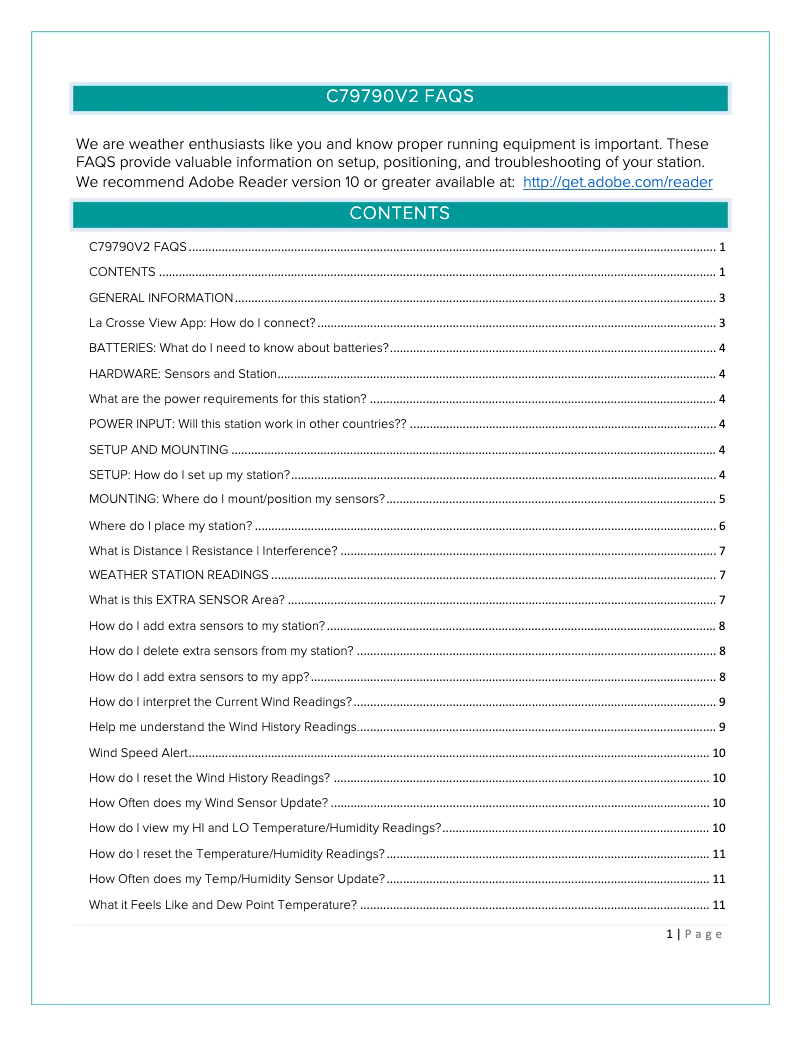 Page n°1 - FAQ La Crosse Technology C79790V2