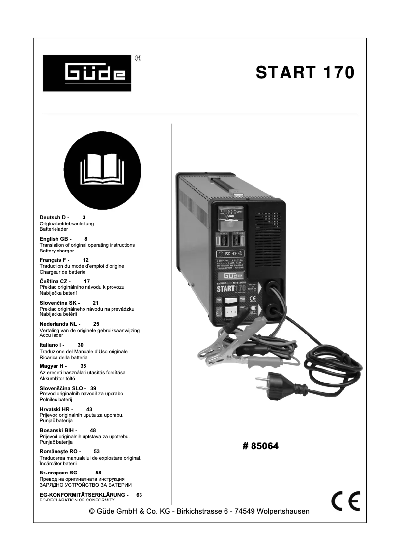 Image de la première page du manuel de l'appareil Start 170