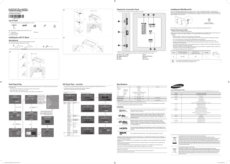 Page n°1 - Guide de démarrage rapide Samsung HG32ED450SW