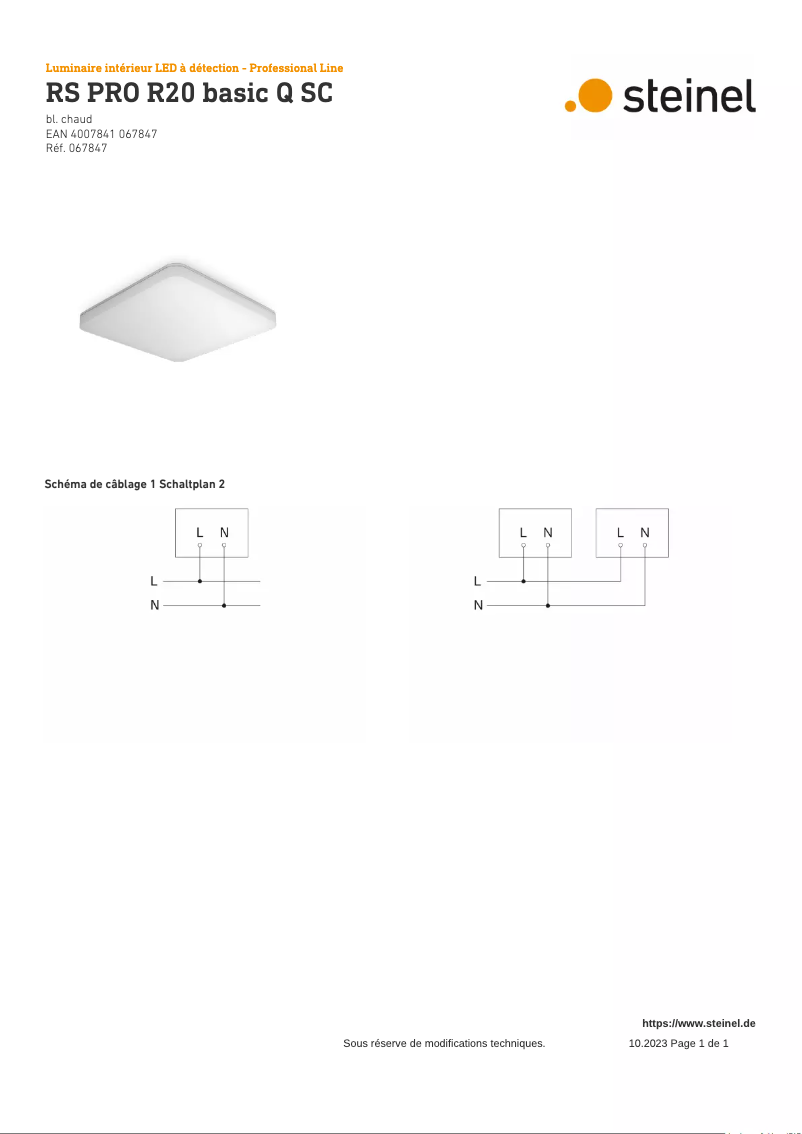 Página 1 del manual Diagrama de cableado Steinel RS PRO R20 Basic Q SC