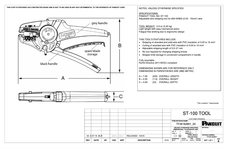 Página 1 del manual Dibujo técnico Panduit ST-100