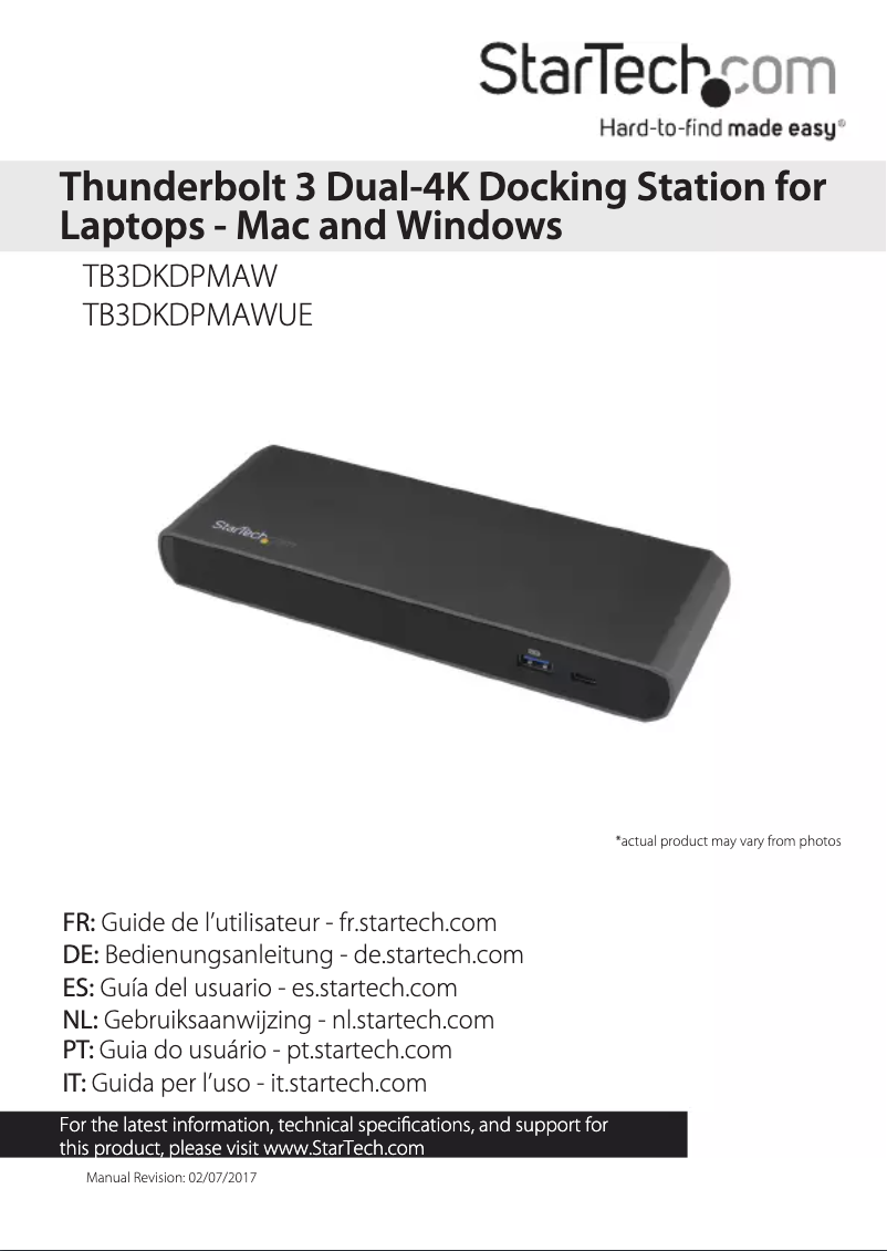 Image de la première page du manuel de l'appareil TB3DKDPMAW