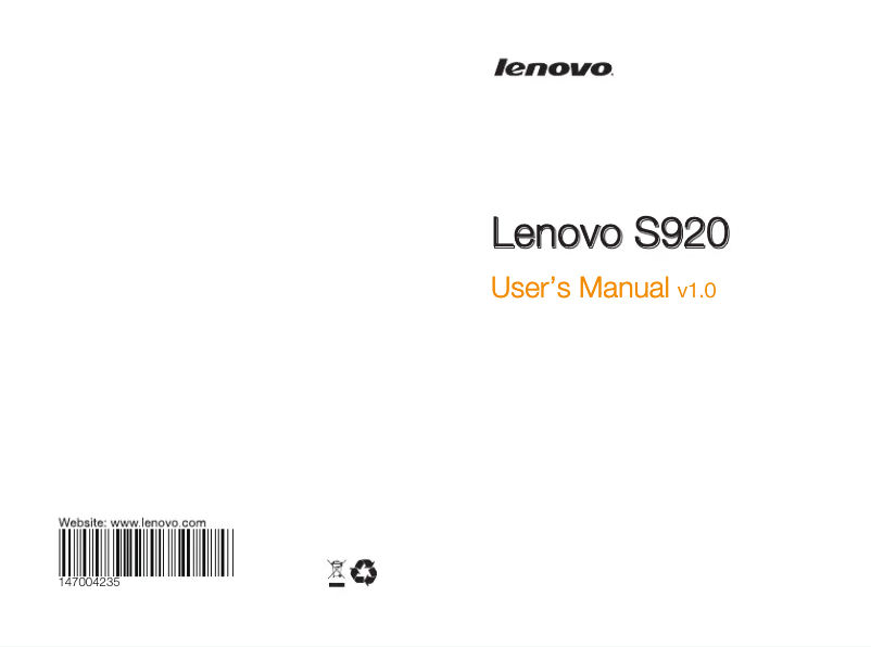 Page 1 de la notice Manuel utilisateur Lenovo S920