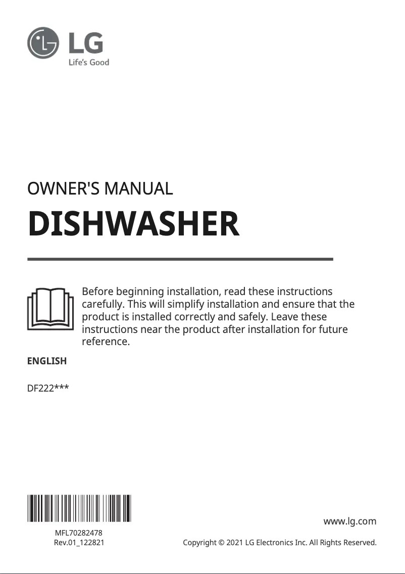 Page 1 de la notice Manuel utilisateur LG DF222FWS