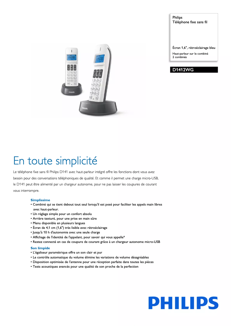 First page image of the manual for D1412WG