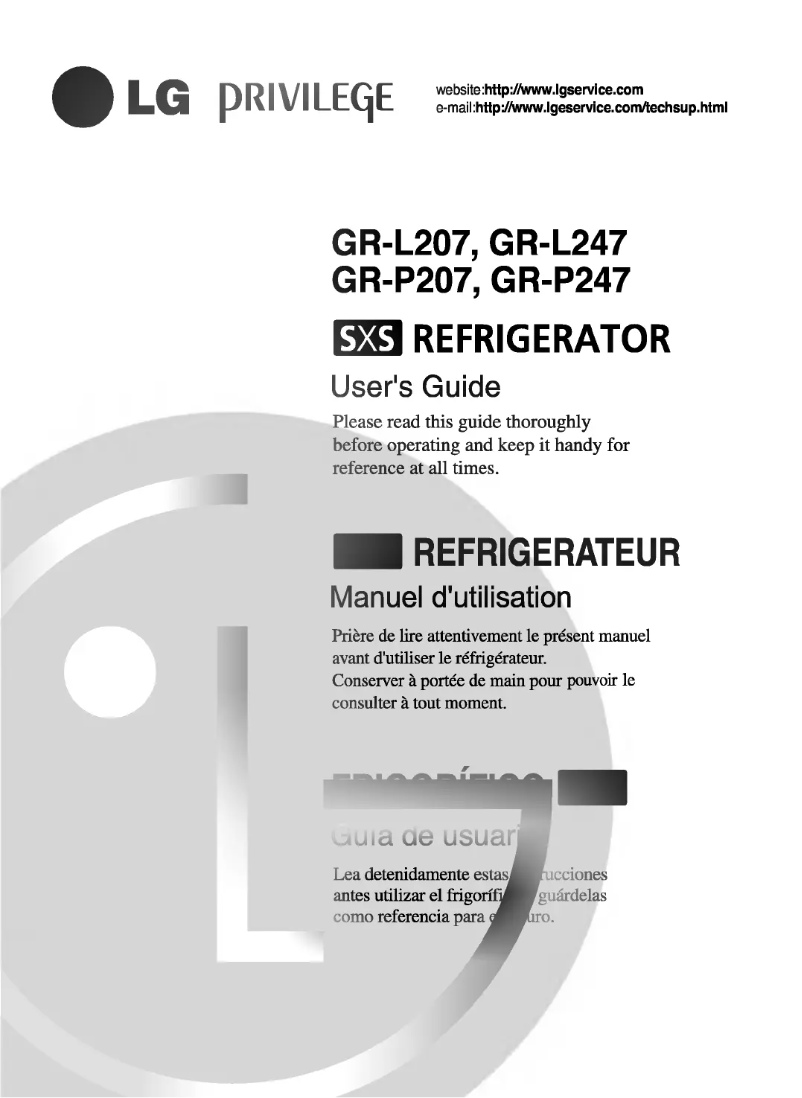 Page 1 de la notice Manuel utilisateur LG GR-L248NN