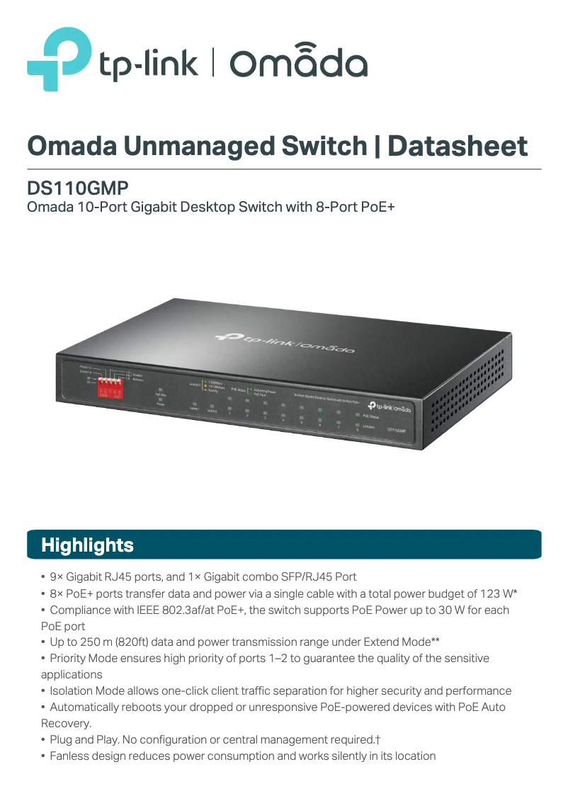 Page n°1 - Fiche technique TP-Link Omada DS110GMP