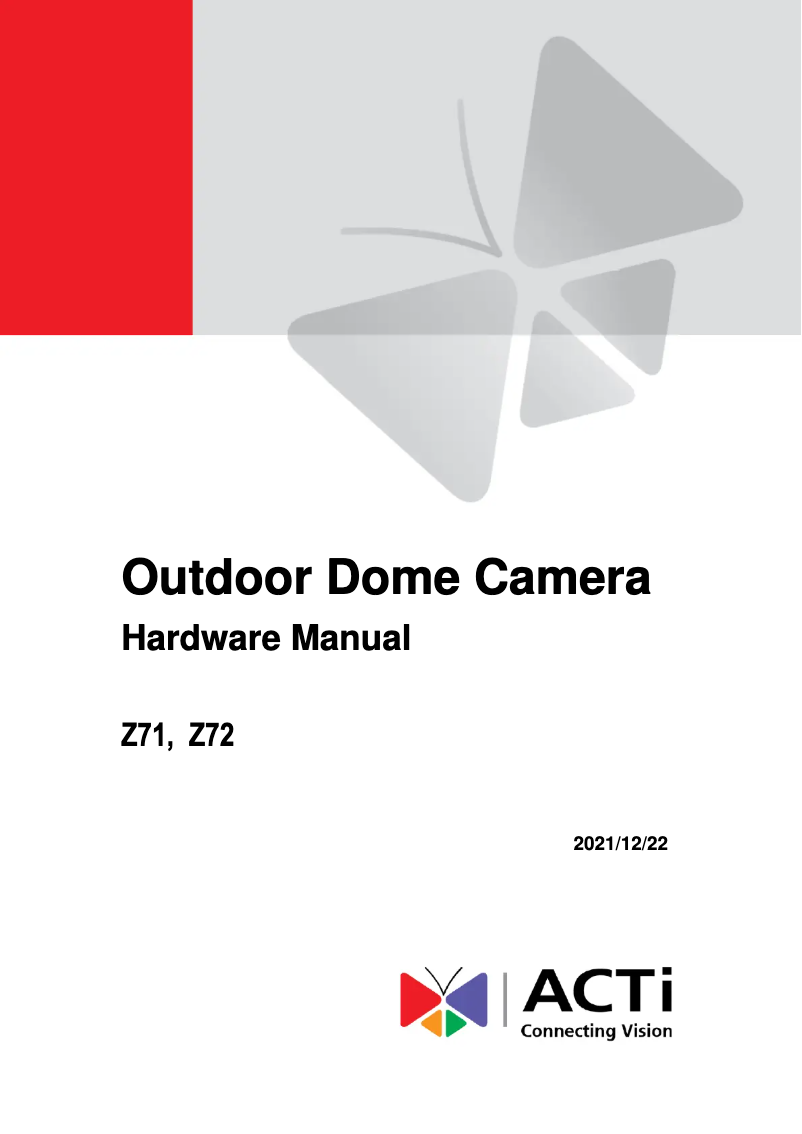 Page n°1 - Manuel utilisateur ACTi Z71