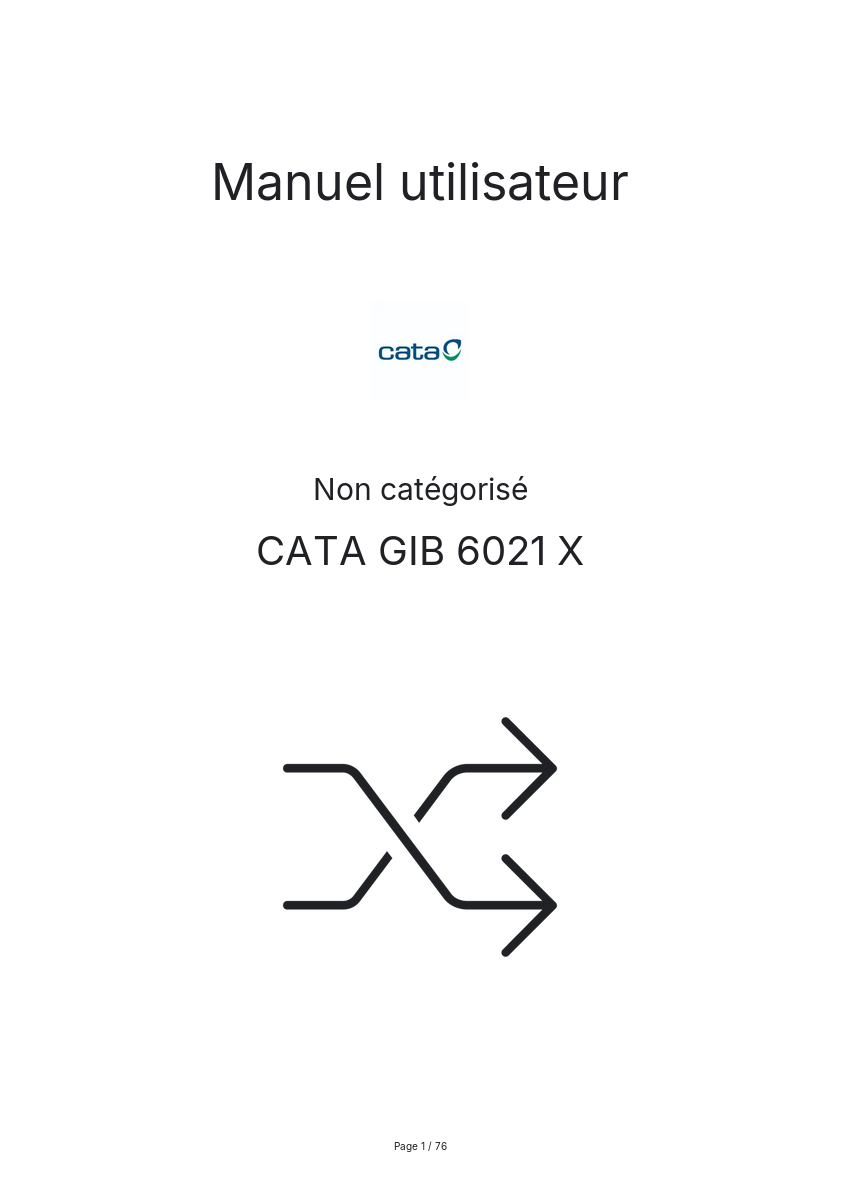 Page n°1 - Manuel utilisateur CATA GIB 6021 X