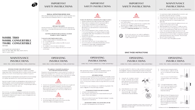 Page 1 de la notice Manuel utilisateur T3 Whirl Convertible