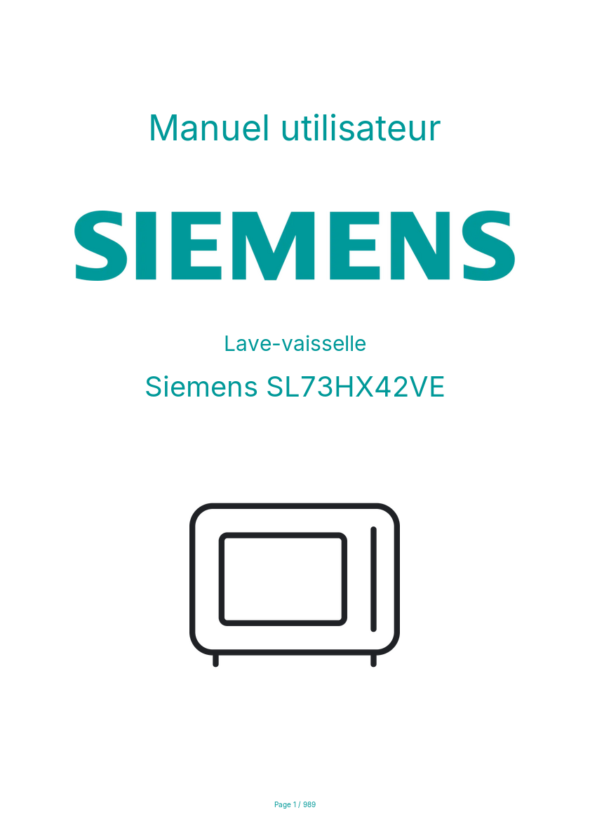 Page n°1 - Manuel utilisateur Siemens SL73HX42VE
