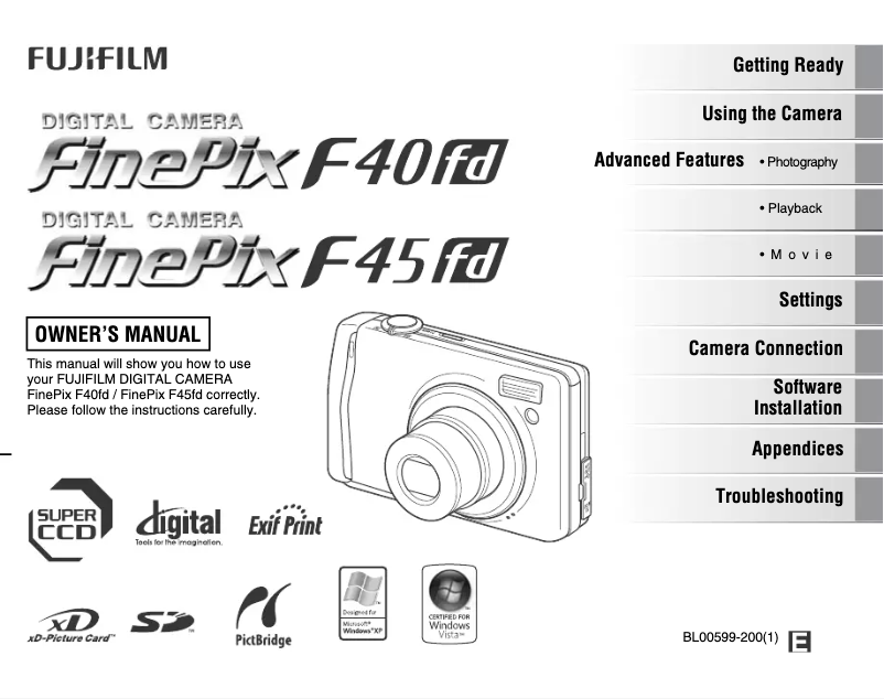 Page n°1 - Manuel utilisateur Fujifilm FinePix F45fd