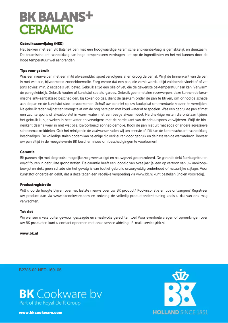 Page 1 de la notice Manuel utilisateur BK B2725.794