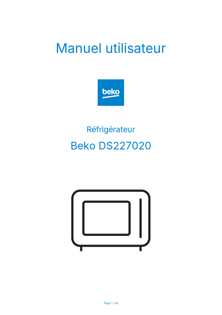 Page n°1 - Manuel utilisateur Beko DS227020