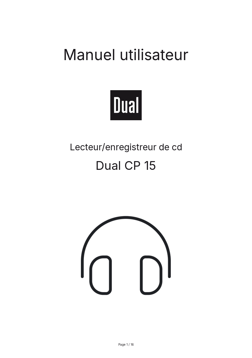 Page n°1 - Manuel utilisateur Dual CP 15