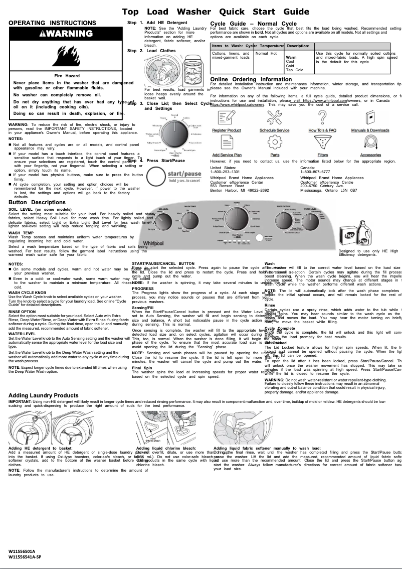 Image de la première page du manuel de l'appareil WTW4850HW