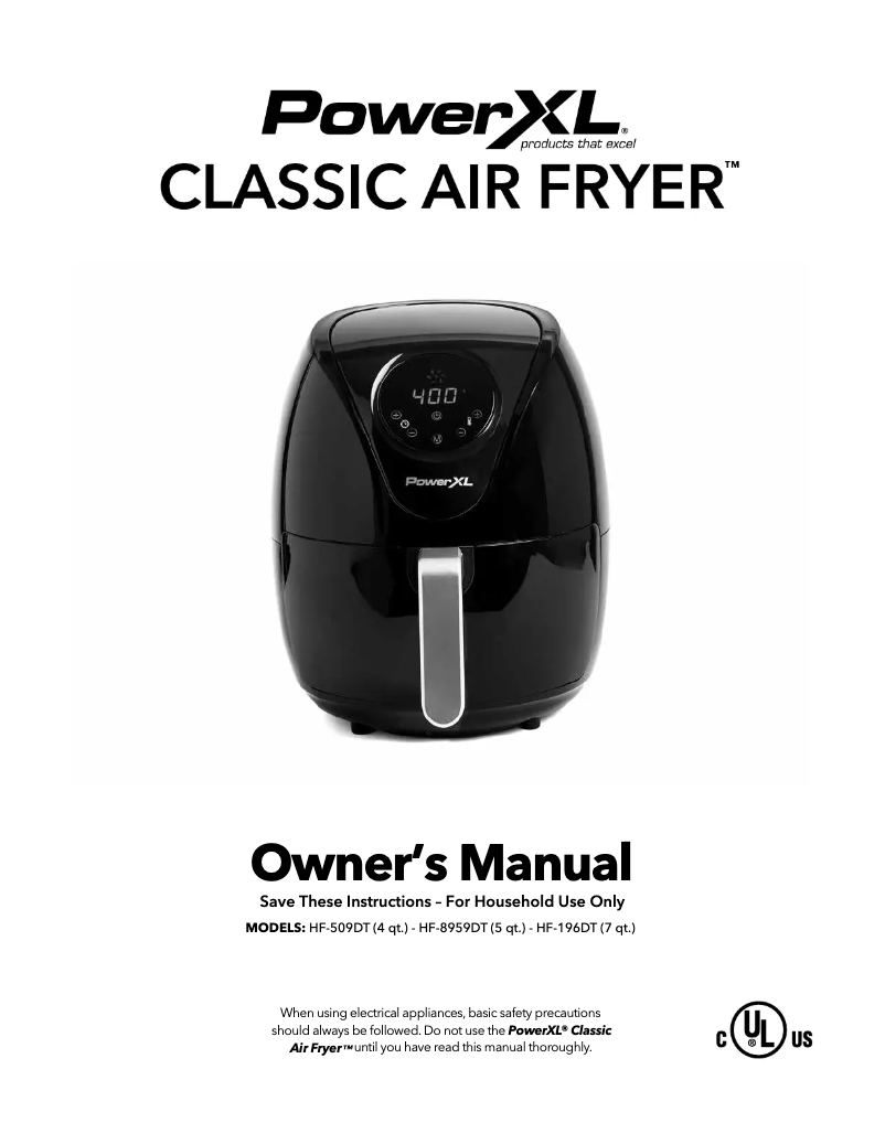 Page 1 de la notice Manuel utilisateur PowerXL Classic Air Fryer HF-8959DT